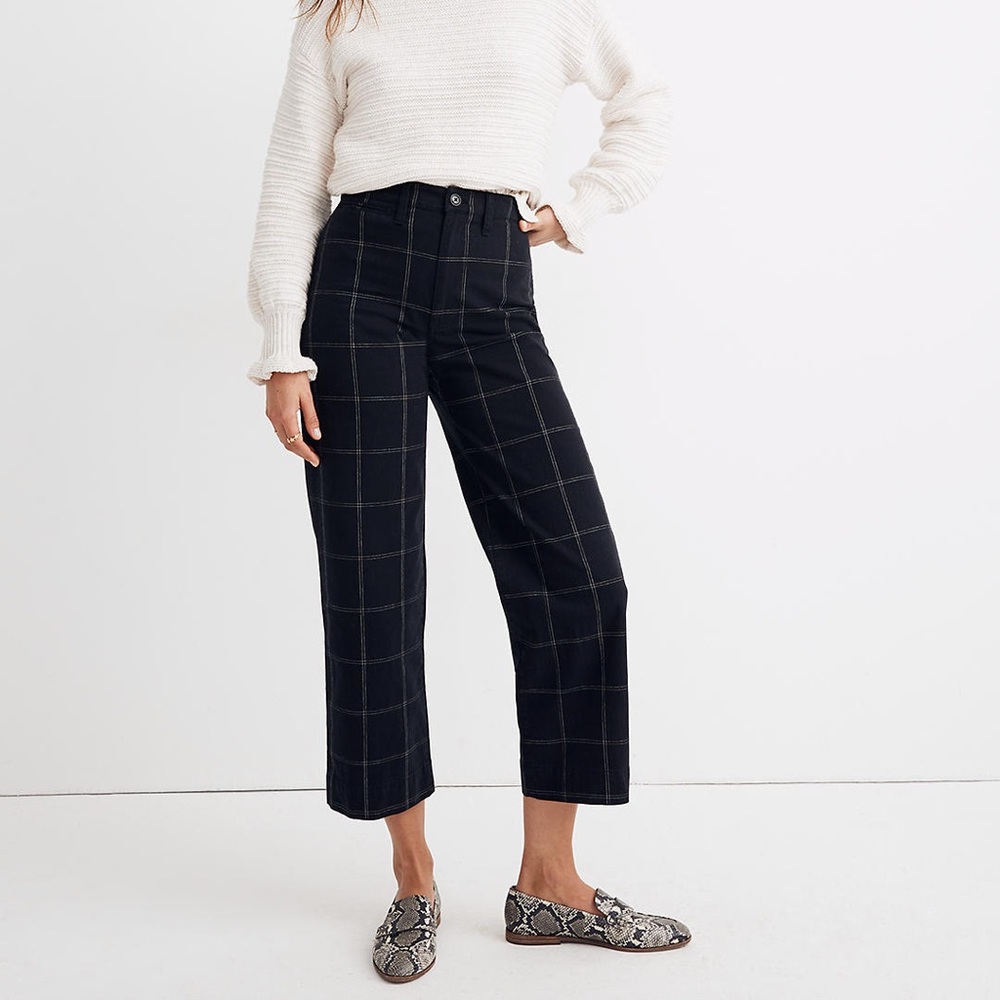Slim Emmett Wide Leg Pant in Windowpane